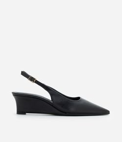 Sapato Slingback em PU com Salto Anabela