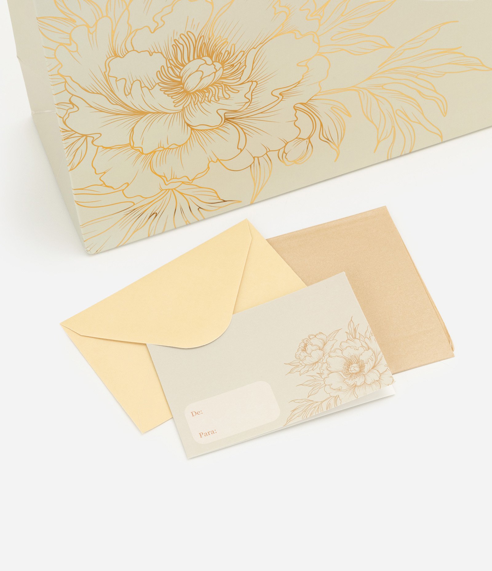 Embalagem de Presente Média com Estampa Floral Bege 4