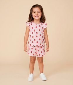Pijama Infantil com Estampa Fullprint Morangos – Tam 2 a 6 Anos