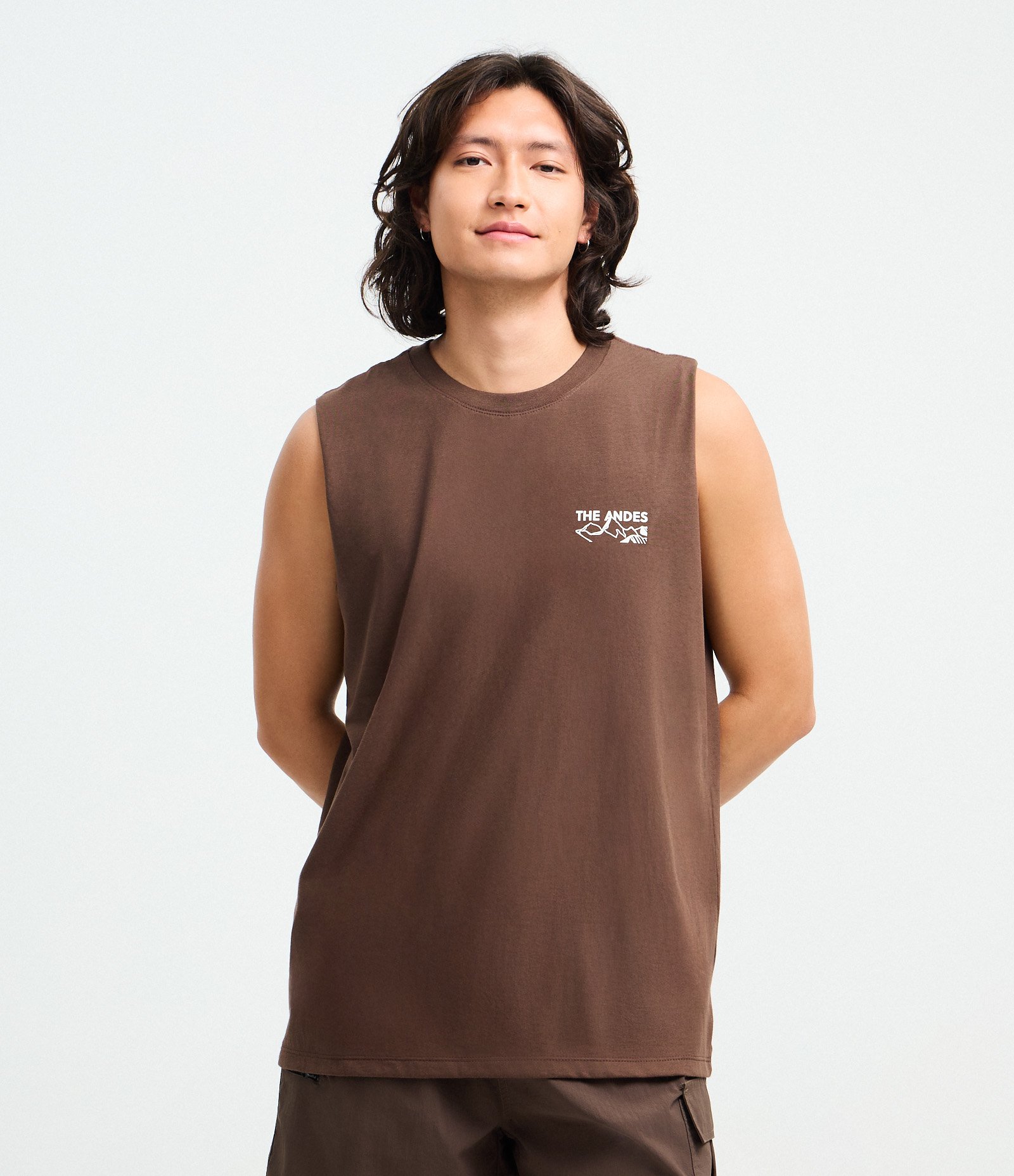 Regata Comfort em Algodão com Lettering The Andes Marrom 1