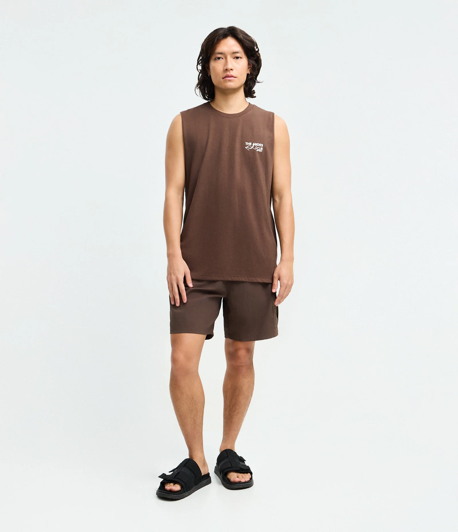 Regata Comfort em Algodão com Lettering The Andes Marrom 2