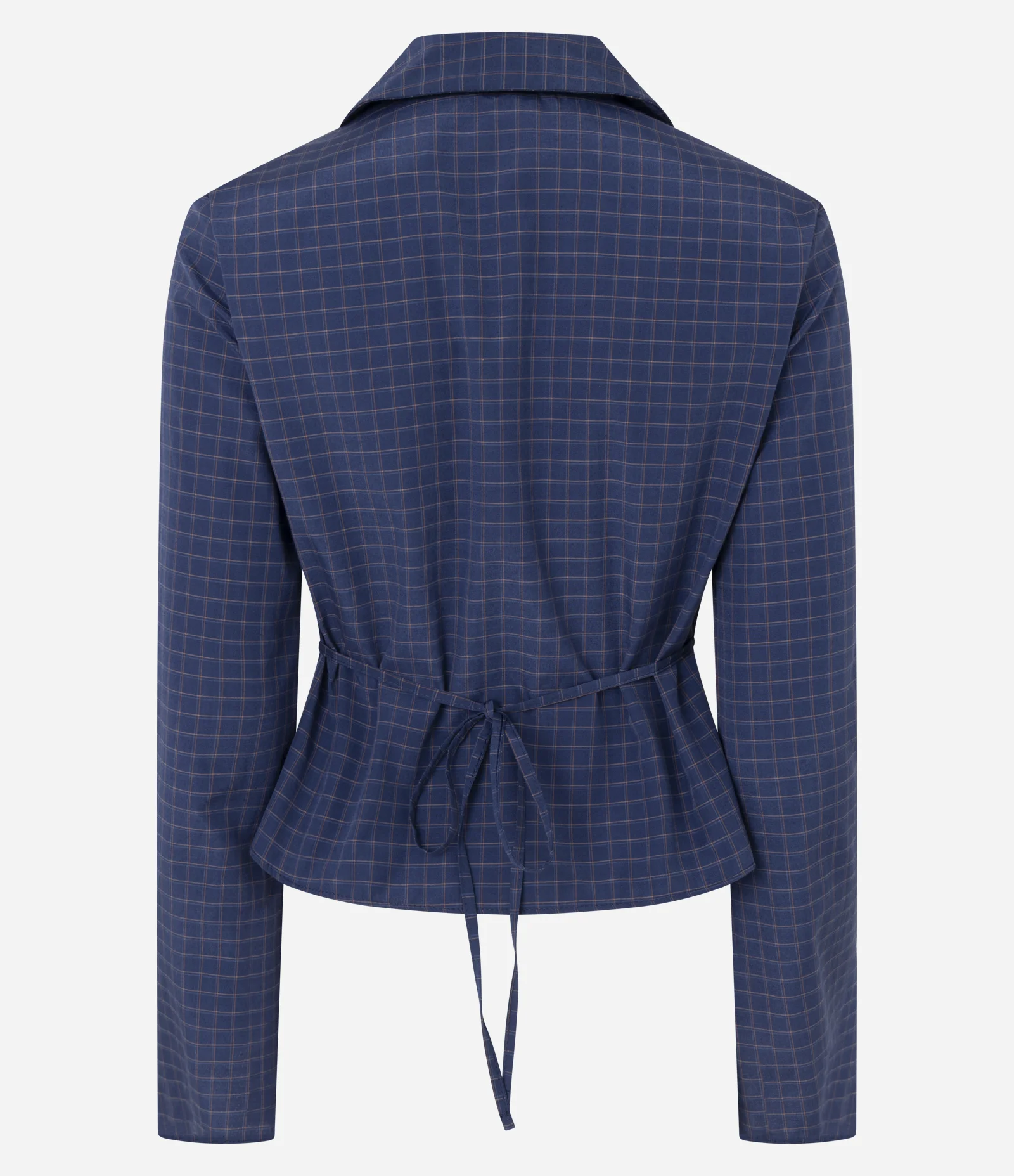 Camisa Ajustada em Tricoline Xadrez Azul 2