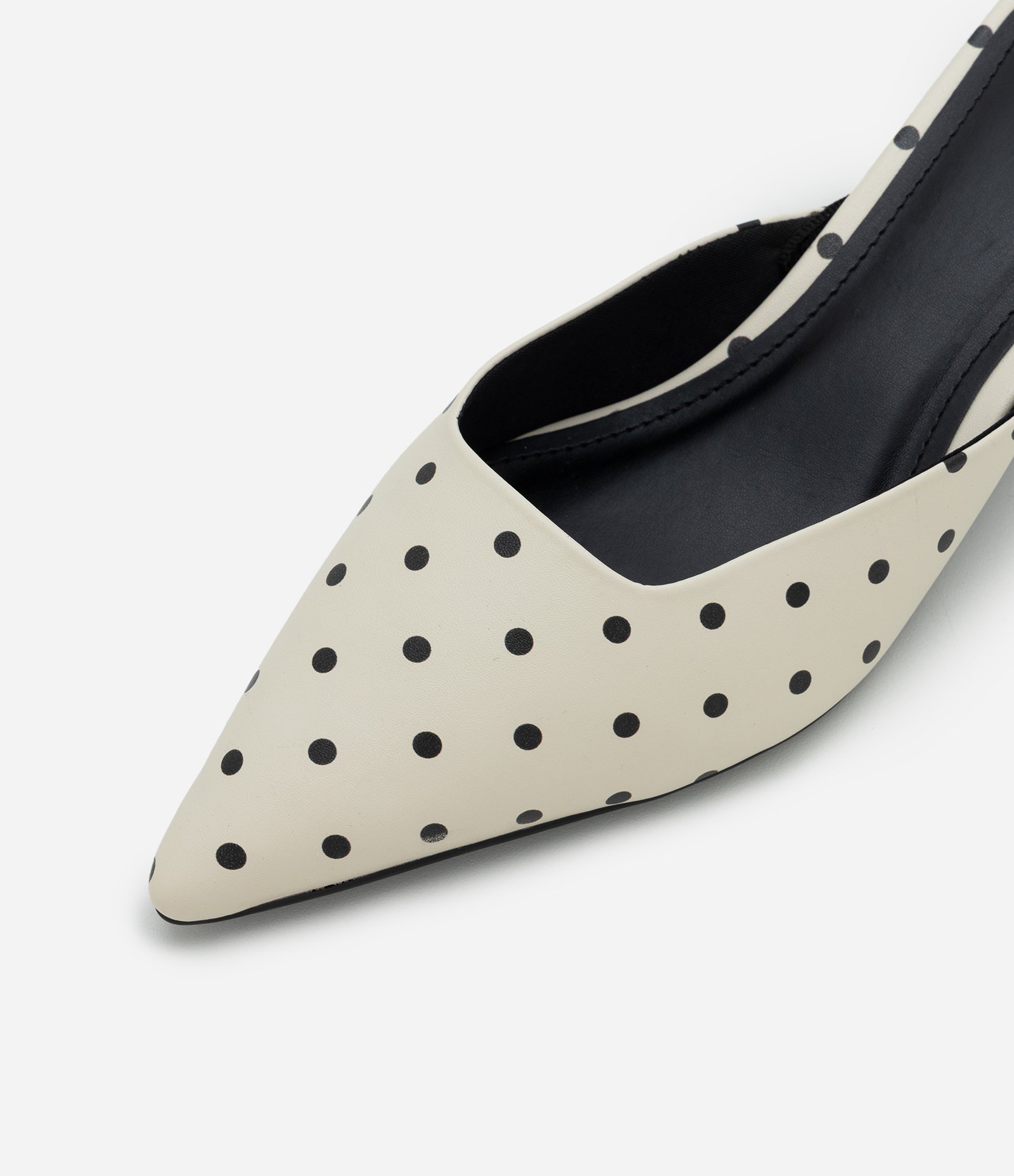 Sapato Mule em PU com Estampa Poá Off White 5