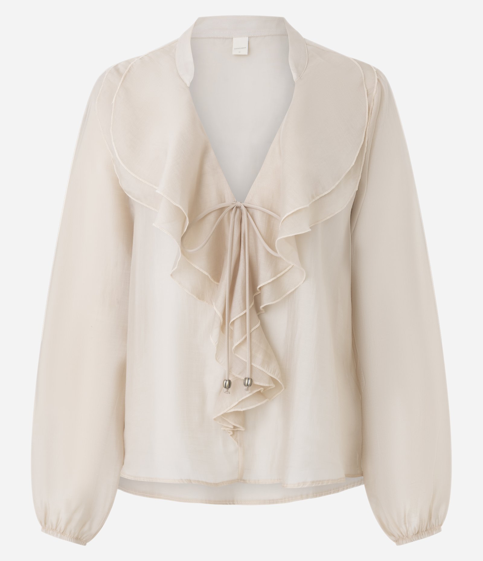 Blusa Ampla em Organza com Decote em V e Babados Rosa Claro 5