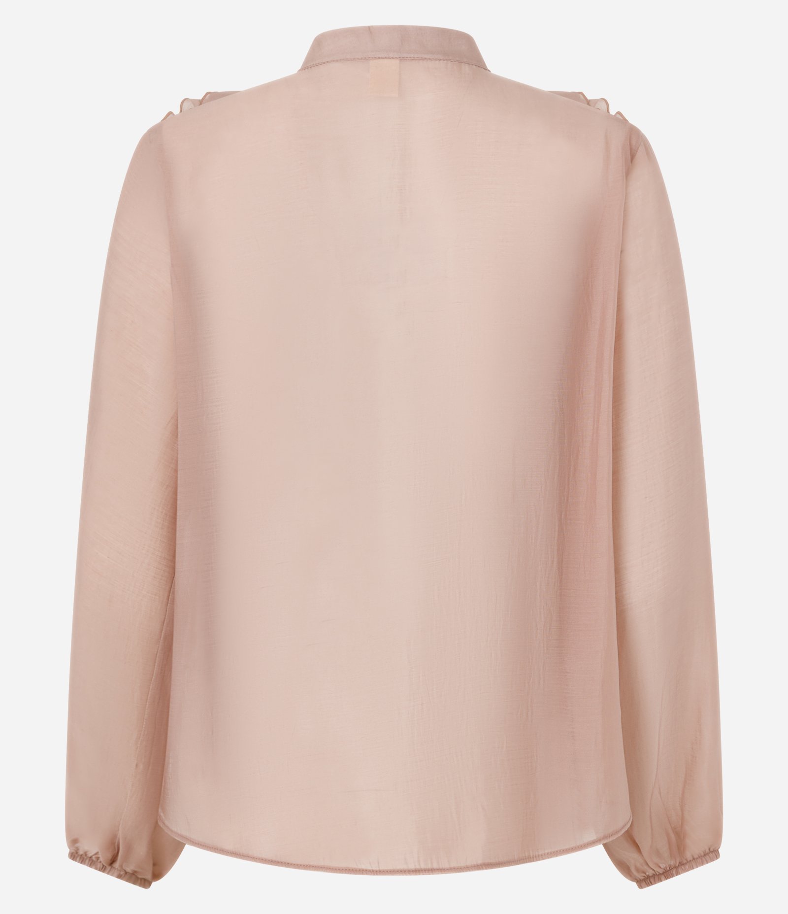 Blusa Ampla em Organza com Decote em V e Babados Rosa 7