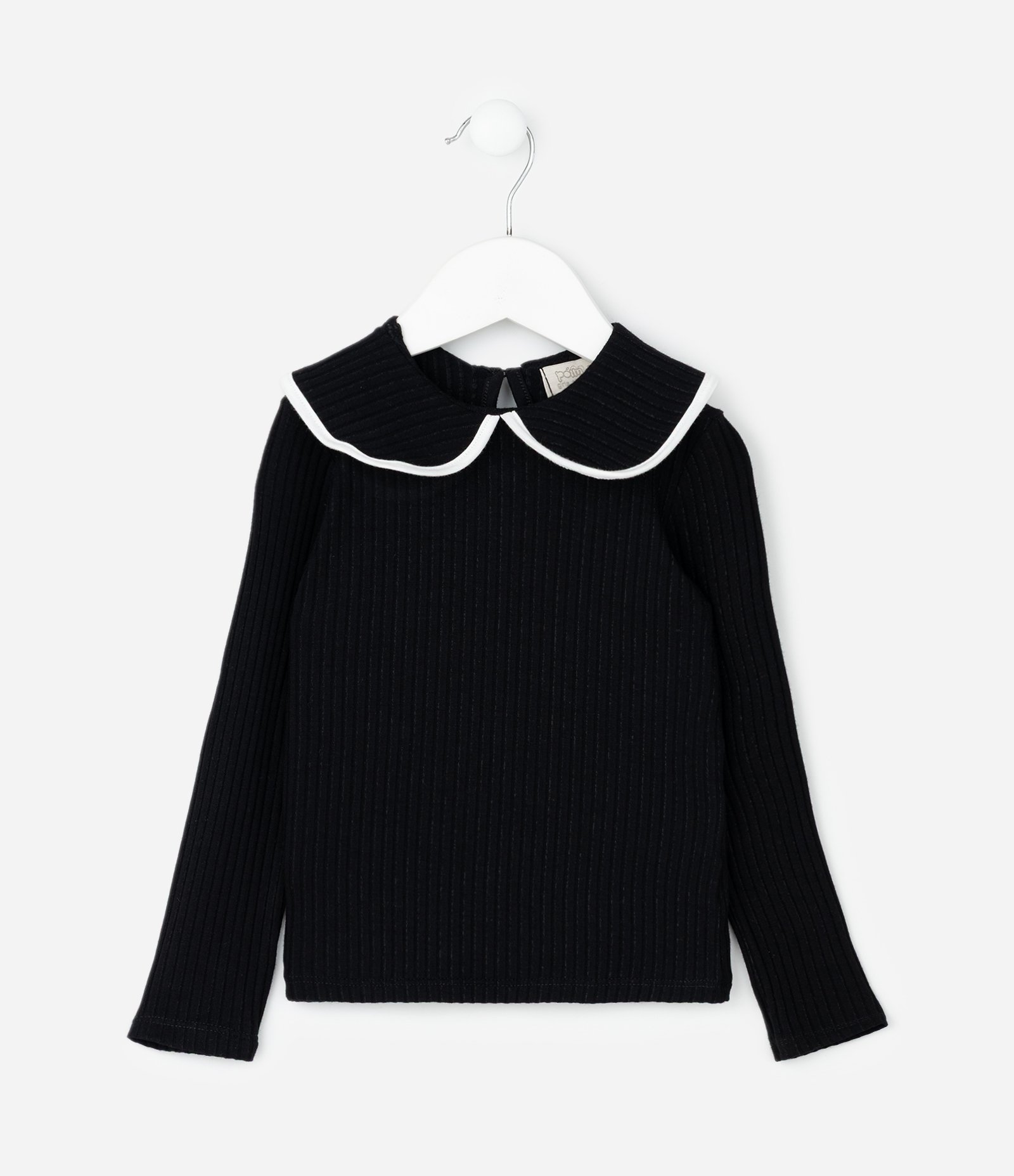 Blusa Infantil Slim com Gola Boneca – Tam 1 a 5/6 Anos Preto 1