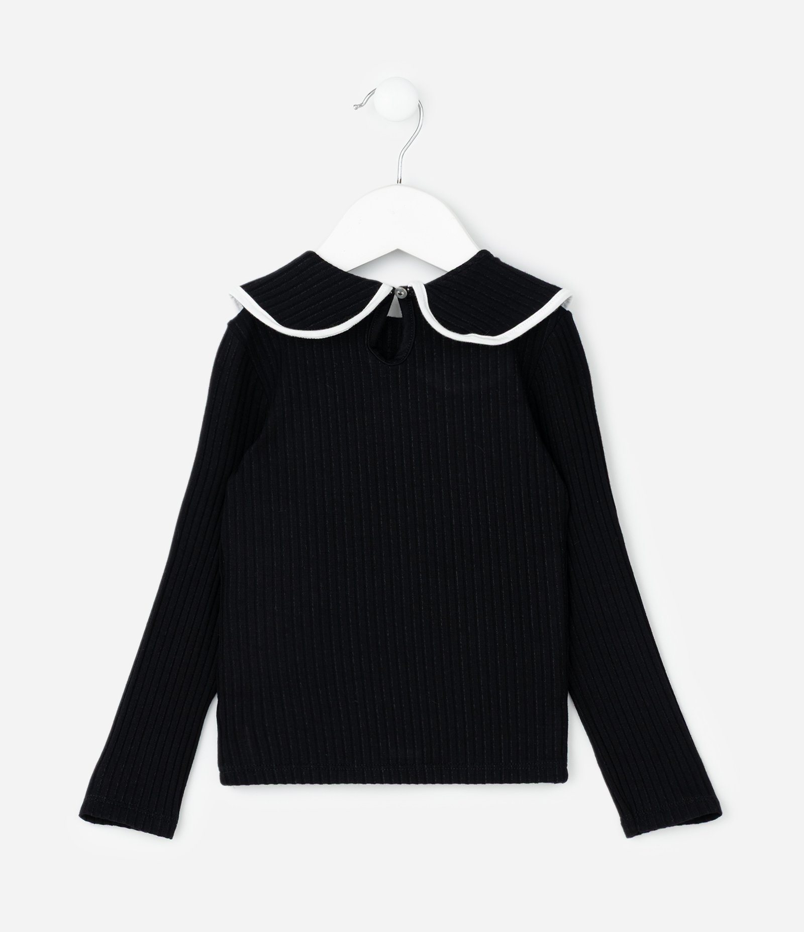 Blusa Infantil Slim com Gola Boneca – Tam 1 a 5/6 Anos Preto 2