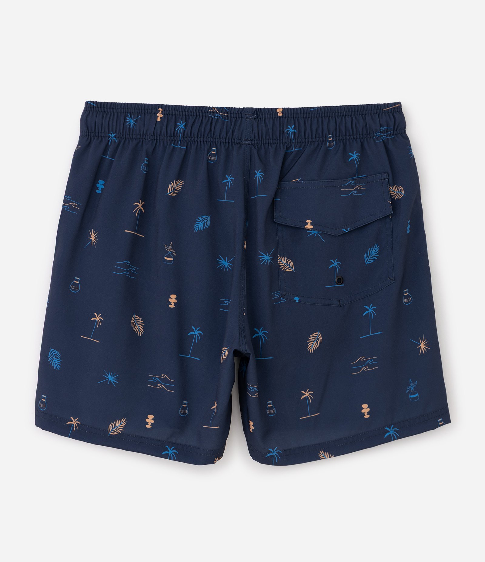 Bermuda Banho Estampa Ícones de Praia Azul Azul 2