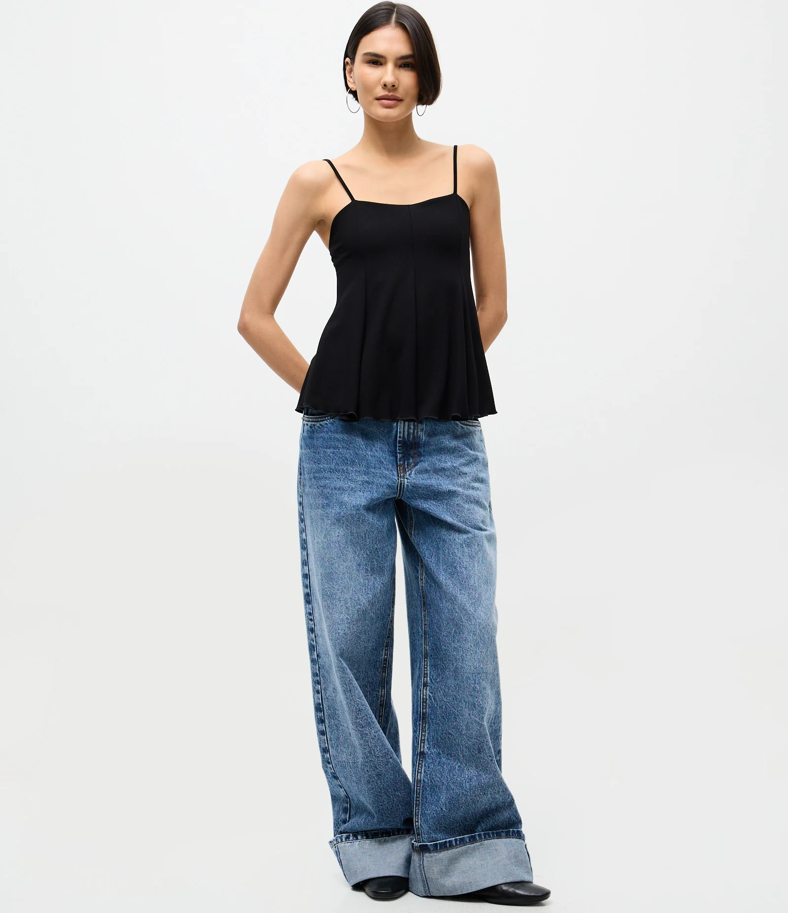 Blusa Peplum de Alcinha em Ponto Roma Preto 2