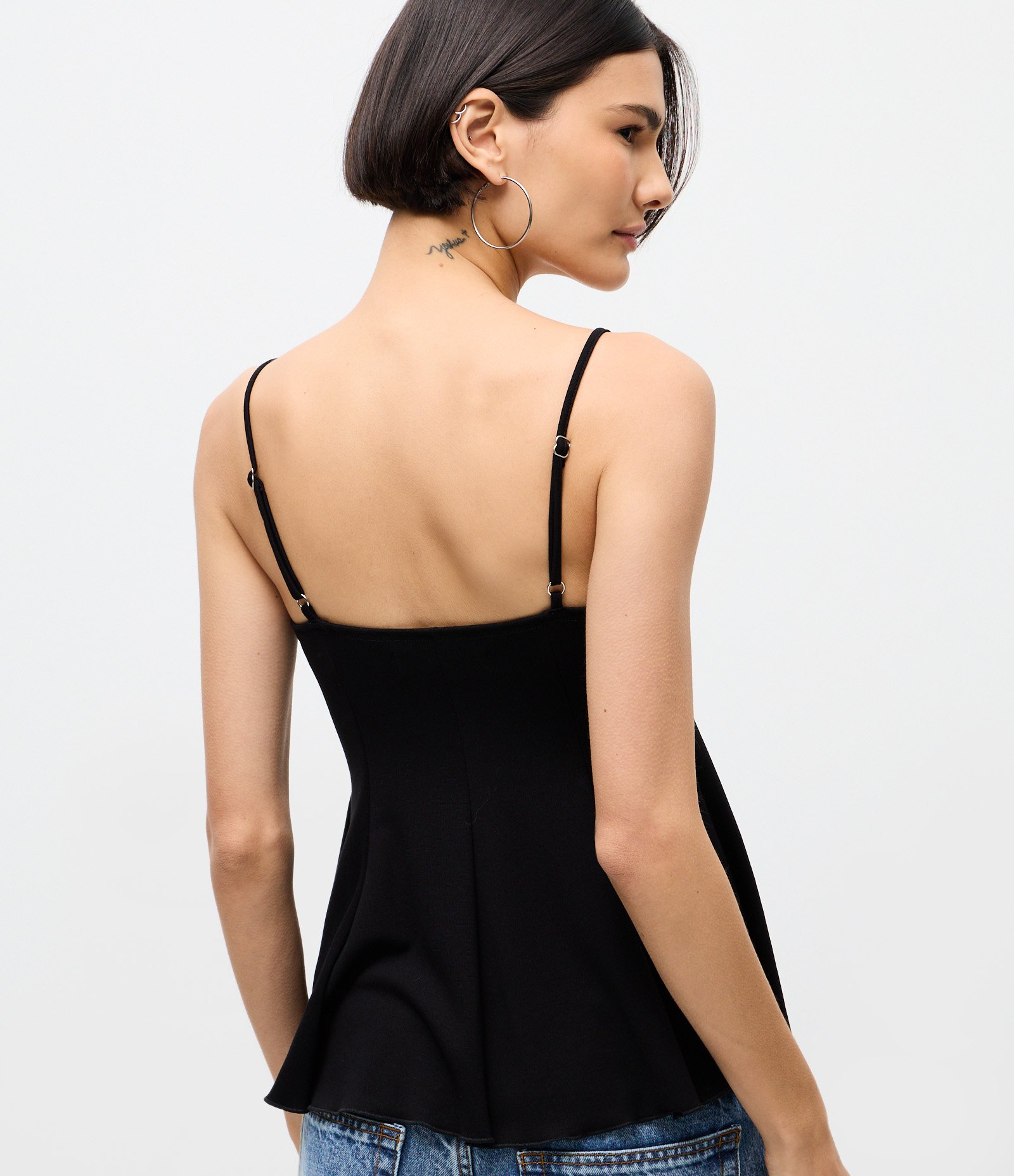 Blusa Peplum de Alcinha em Ponto Roma Preto 4