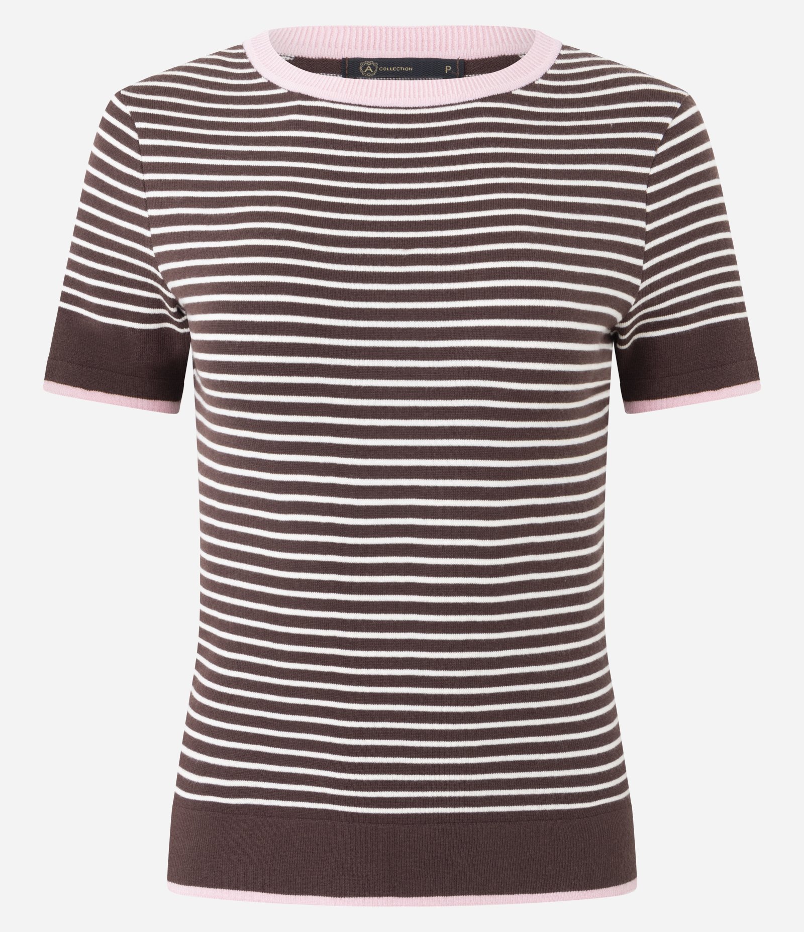 Blusa Regular em Tricô com Estampa Listrada Marrom/Rosa 5