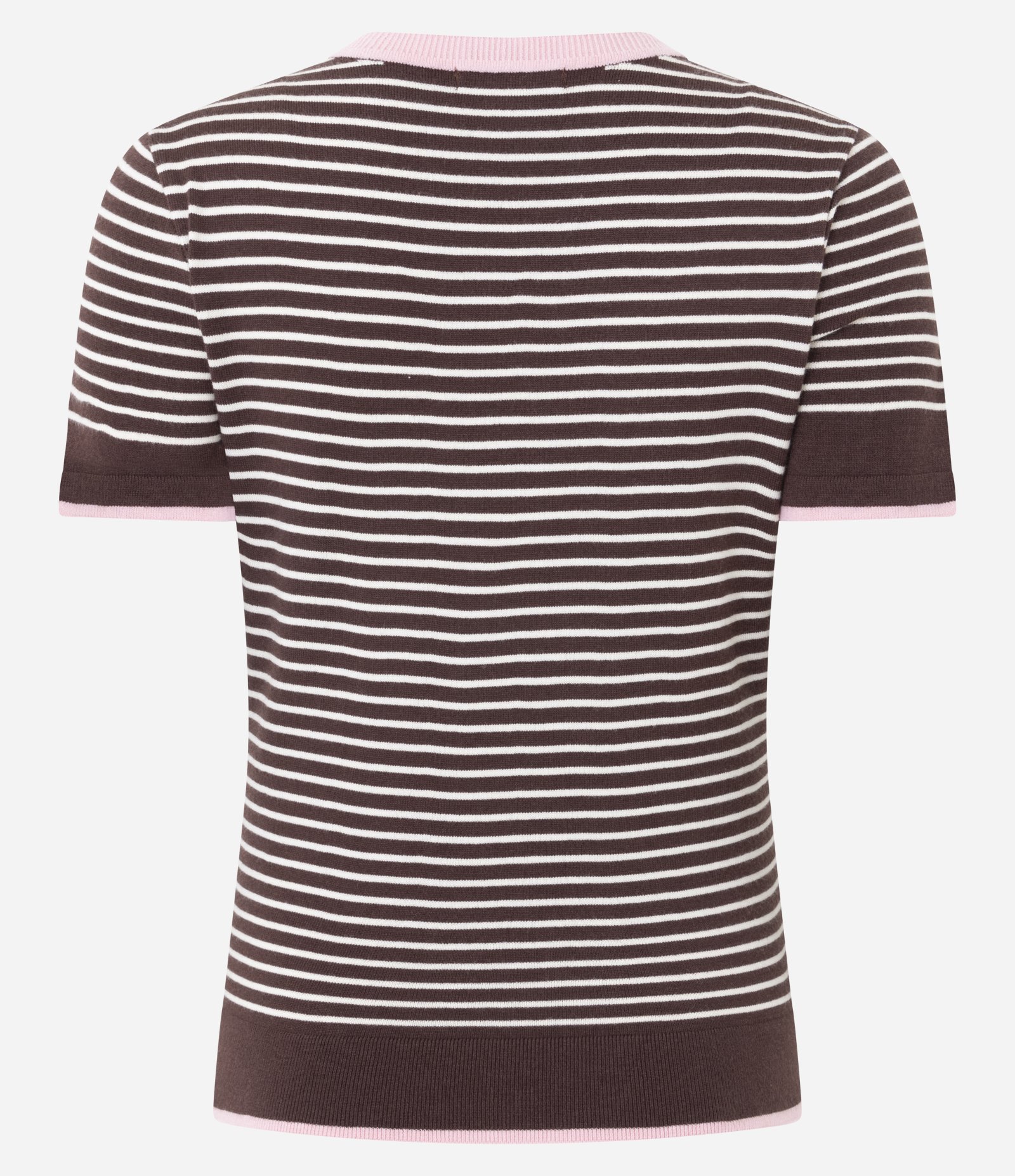 Blusa Regular em Tricô com Estampa Listrada Marrom/Rosa 7