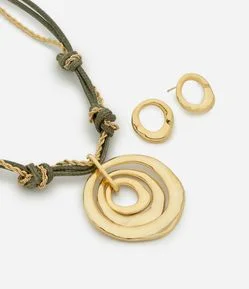 Conjunto de Colar com Nó e Brincos com Pingente Arredondado