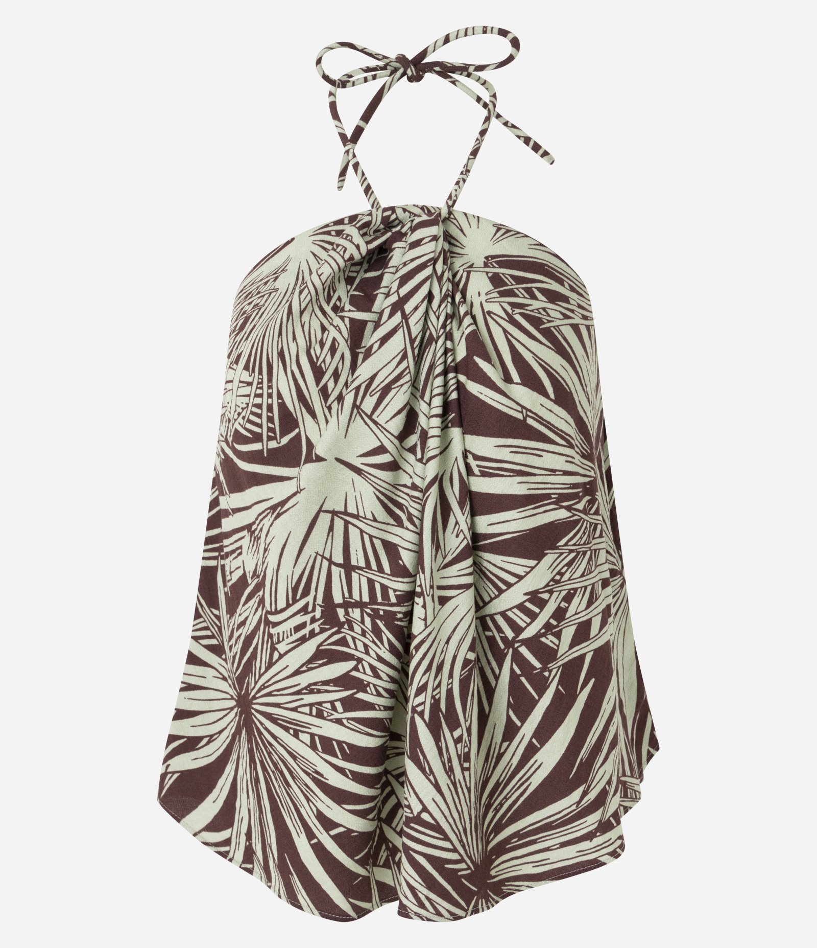 Blusa Halter Neck em Viscose com Amarração no Pescoço Marrom/Verde 5