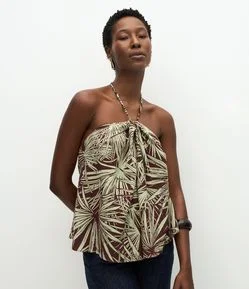 Blusa Halter Neck em Viscose com Amarração no Pescoço