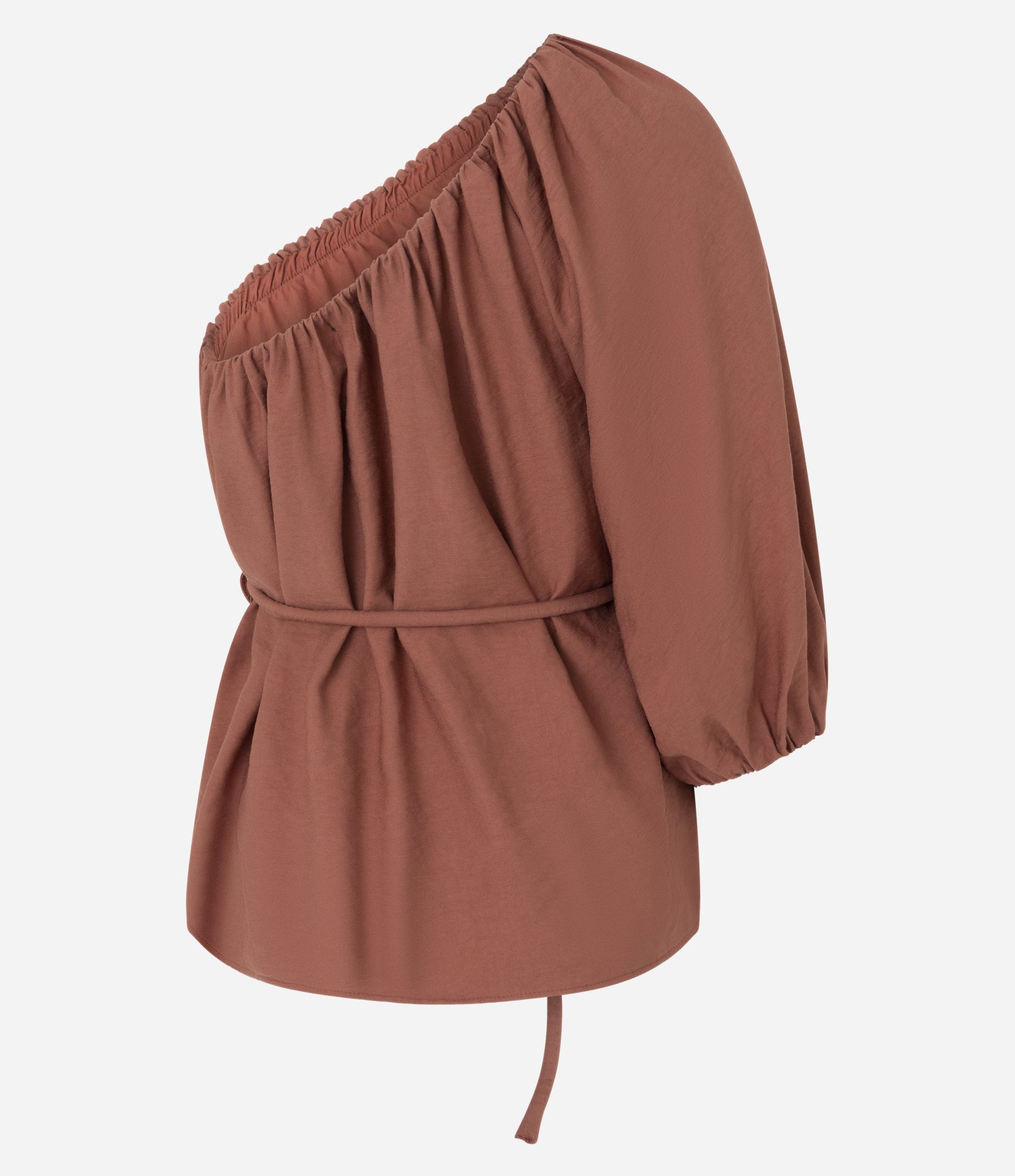 Blusa Ombro Só Alfaiatada com Cinto Delicado Laranja 6