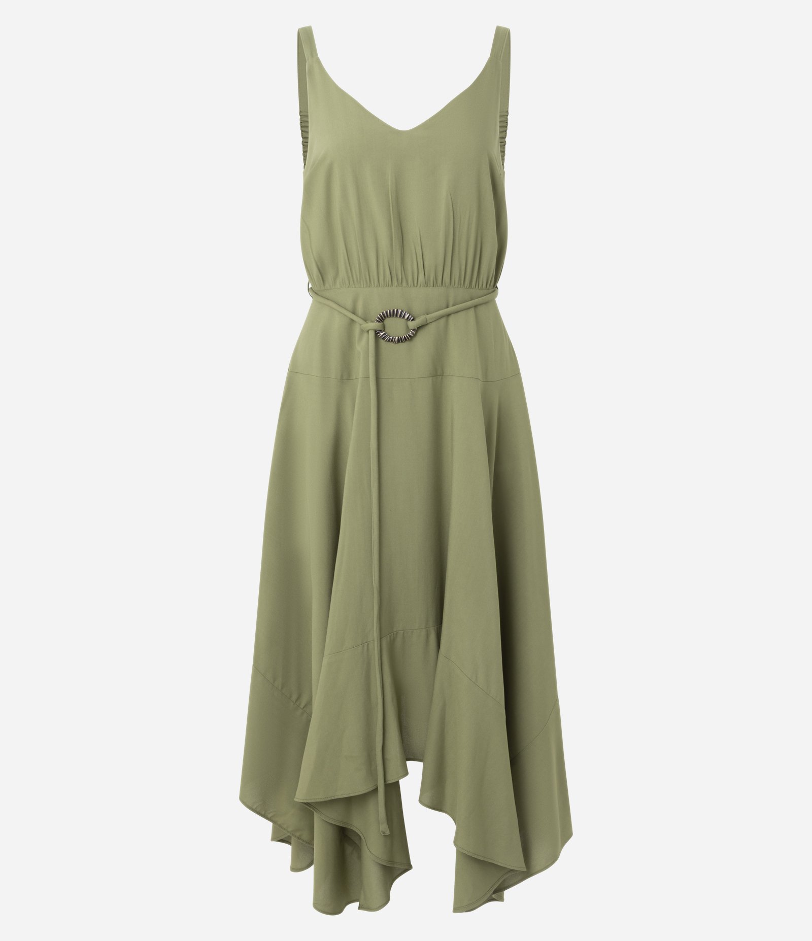 Vestido em Viscose com Pontas Assimétricas Verde 1