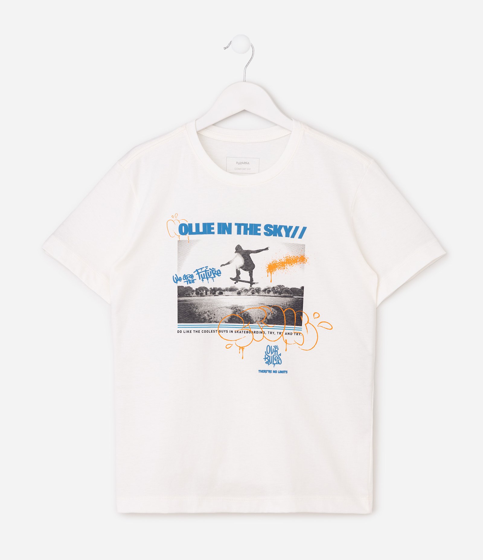 Camiseta Infantil Skate com Estampa em Puff - Tam 5 a 14 Anos Branco 1