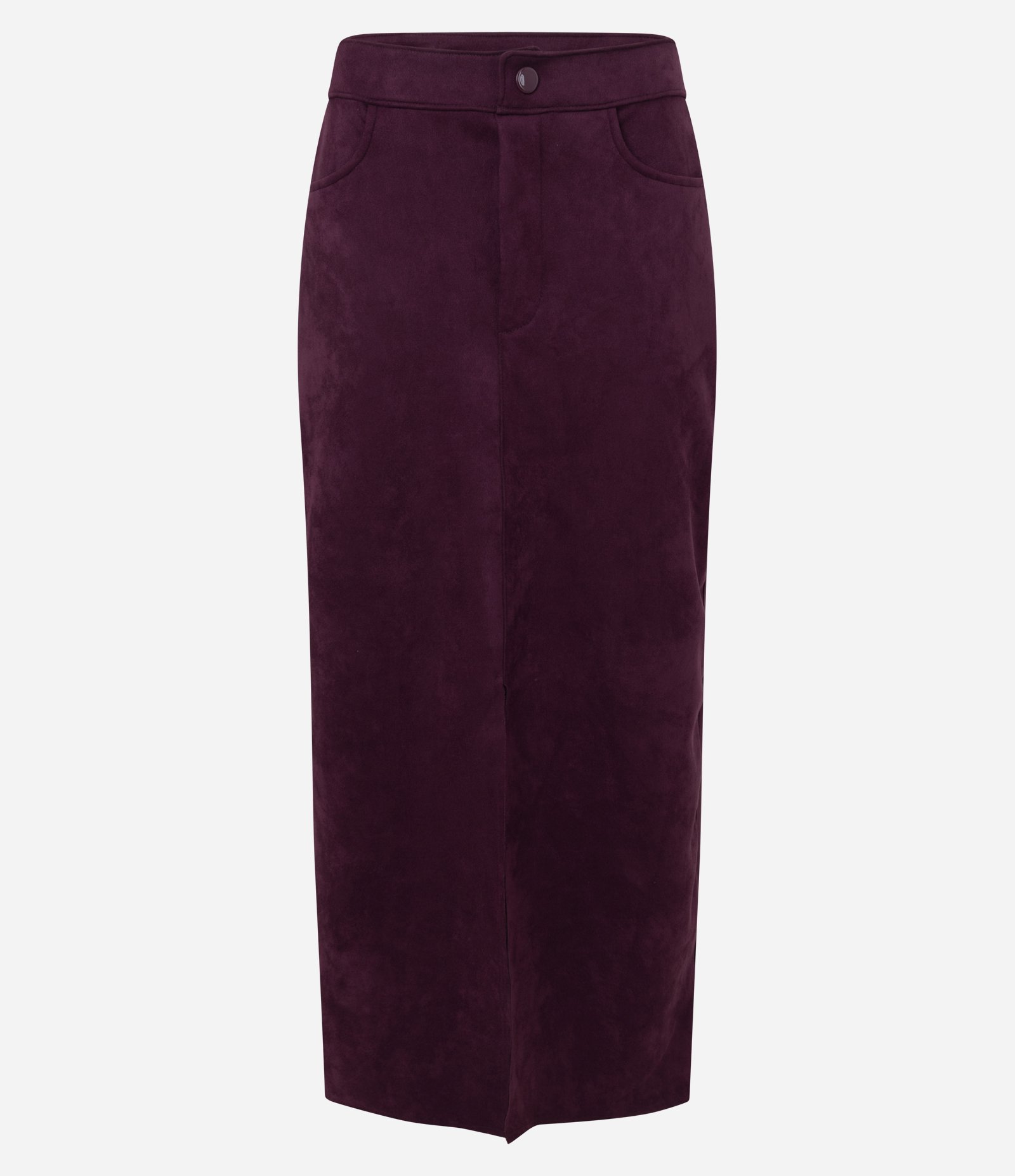 Saia Midi em Suede com Bolsos Vinho 1