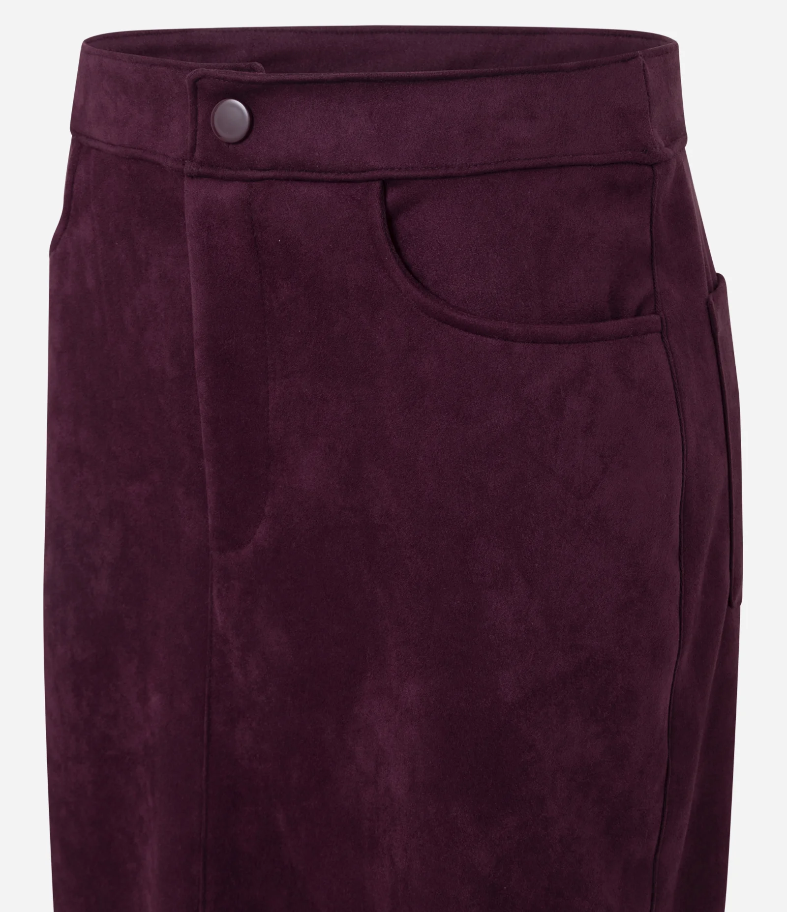 Saia Midi em Suede com Bolsos Vinho 6