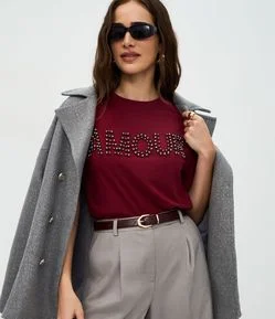 Camiseta em Algodão com Lettering Amour