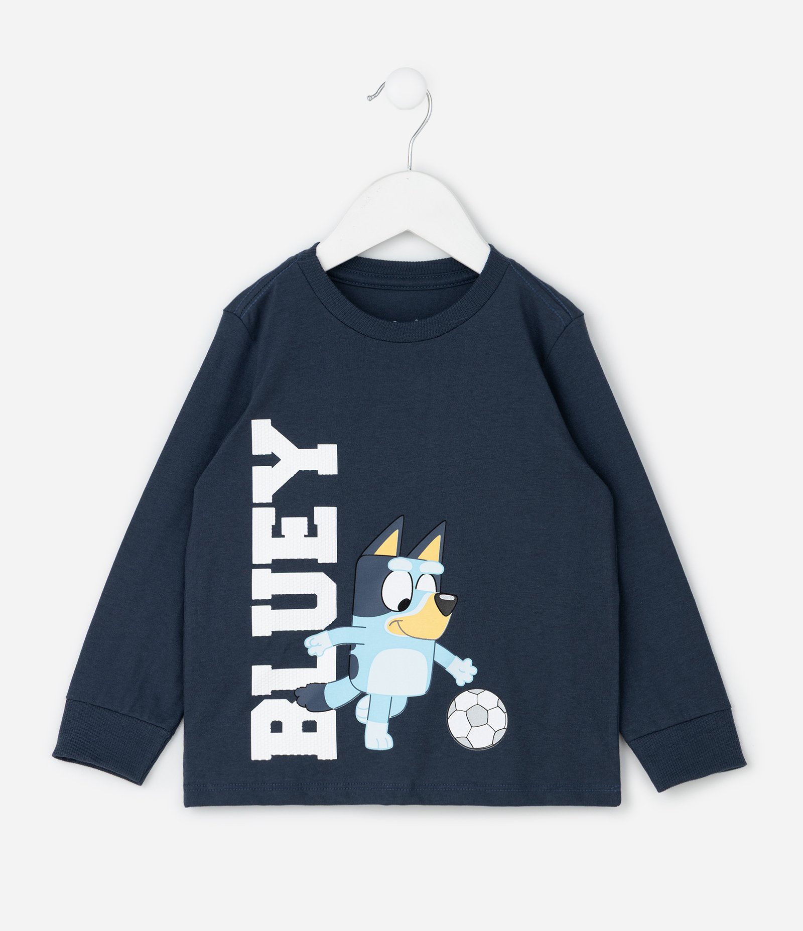 Pijama Infantil em Ribana com Estampa Bluey Futebol – Tam 2 a 8 Anos Azul Marinho/Bege 3