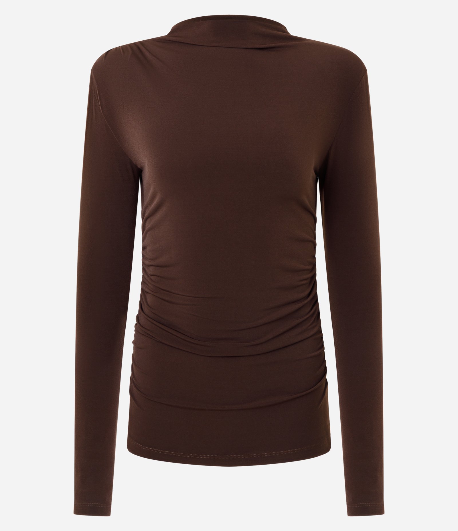 Blusa com Ombreiras e Franzido nas Laterais Marrom 5