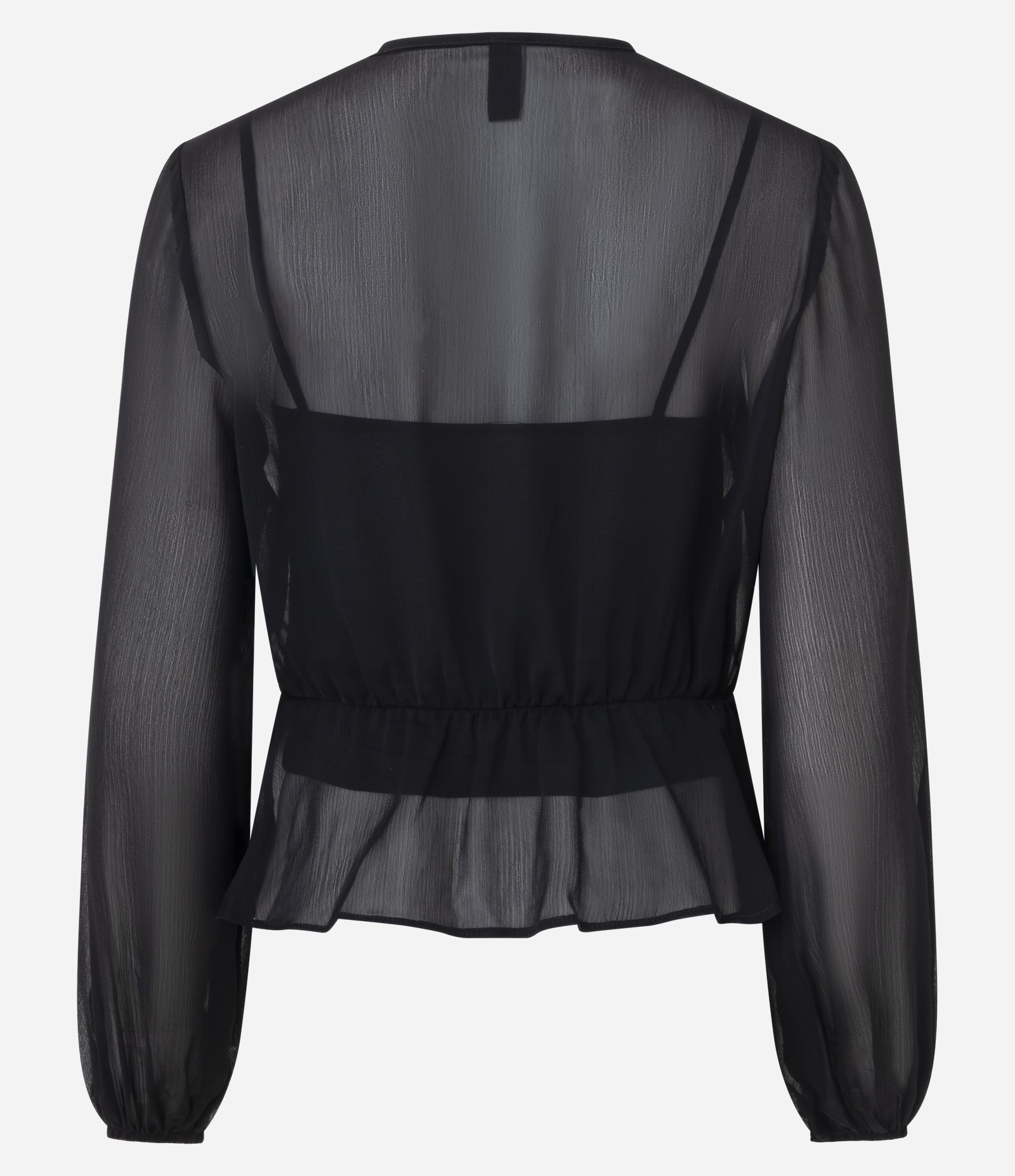 Blusa com Transparência e Aplicação de Renda Preto 3