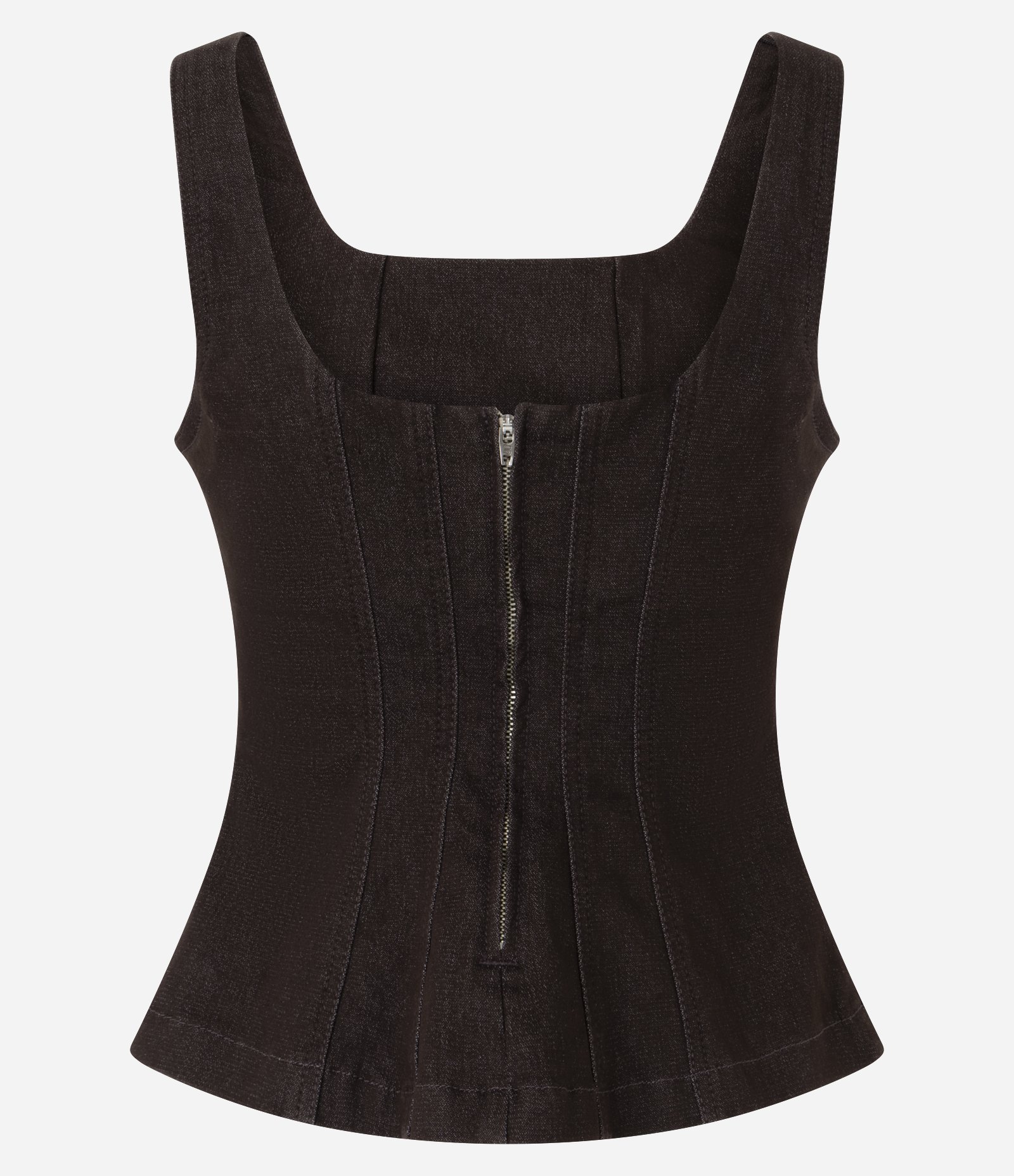 Blusa com Alças e Recortes Estruturados Acinturada Marrom Escuro 2