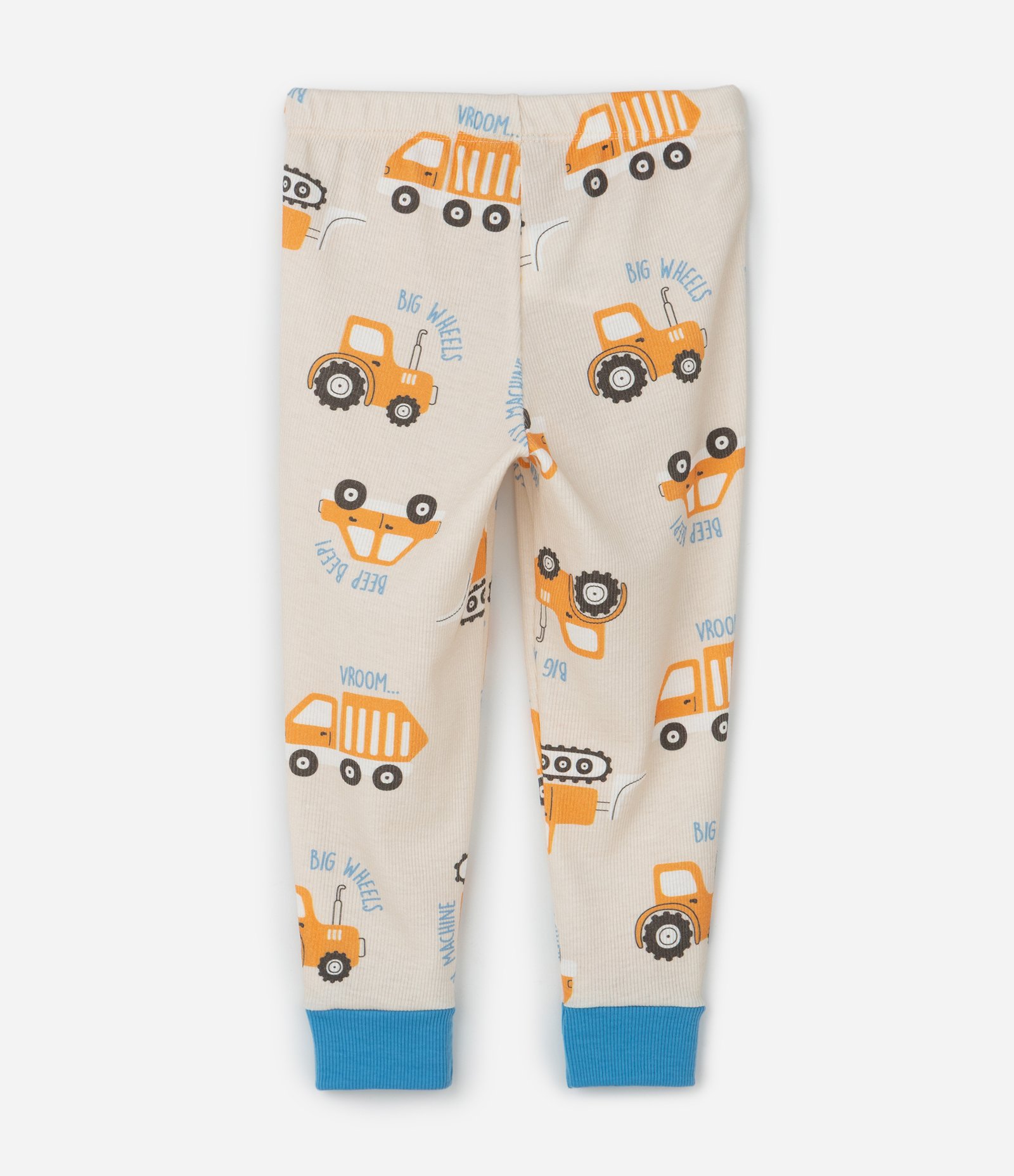 Pijama Infantil em Ribana com Estampa Tratores – Tam 1 a 6 Anos Bege Claro 6