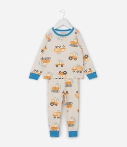 Pijama Infantil em Ribana com Estampa Tratores – Tam 1 a 6 Anos