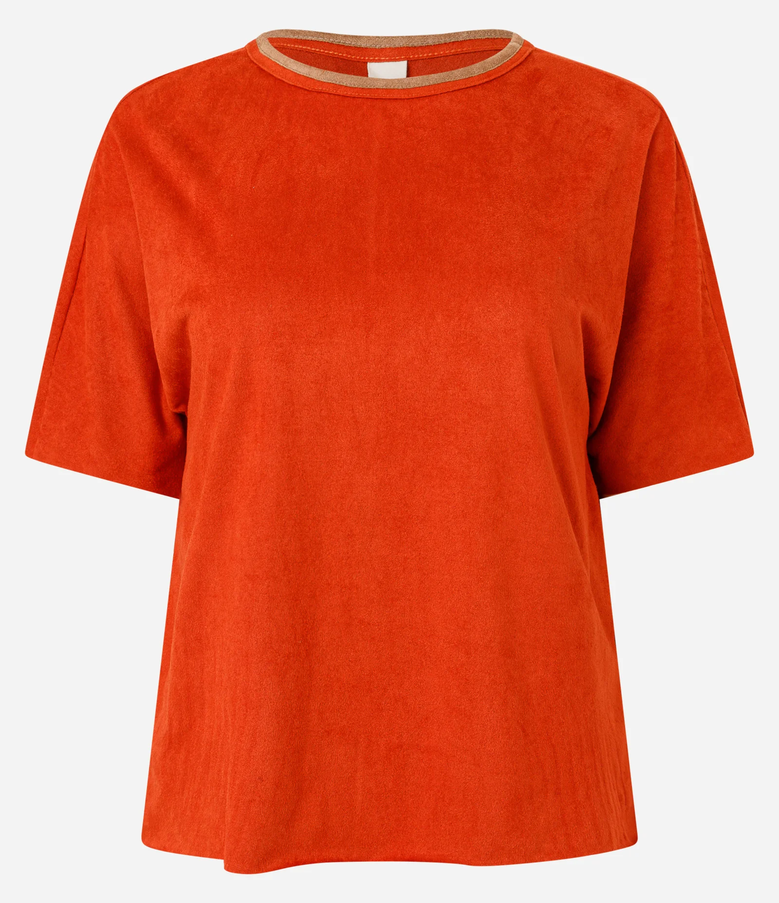 Blusa em Suede com Gola Contrastante Laranja 5