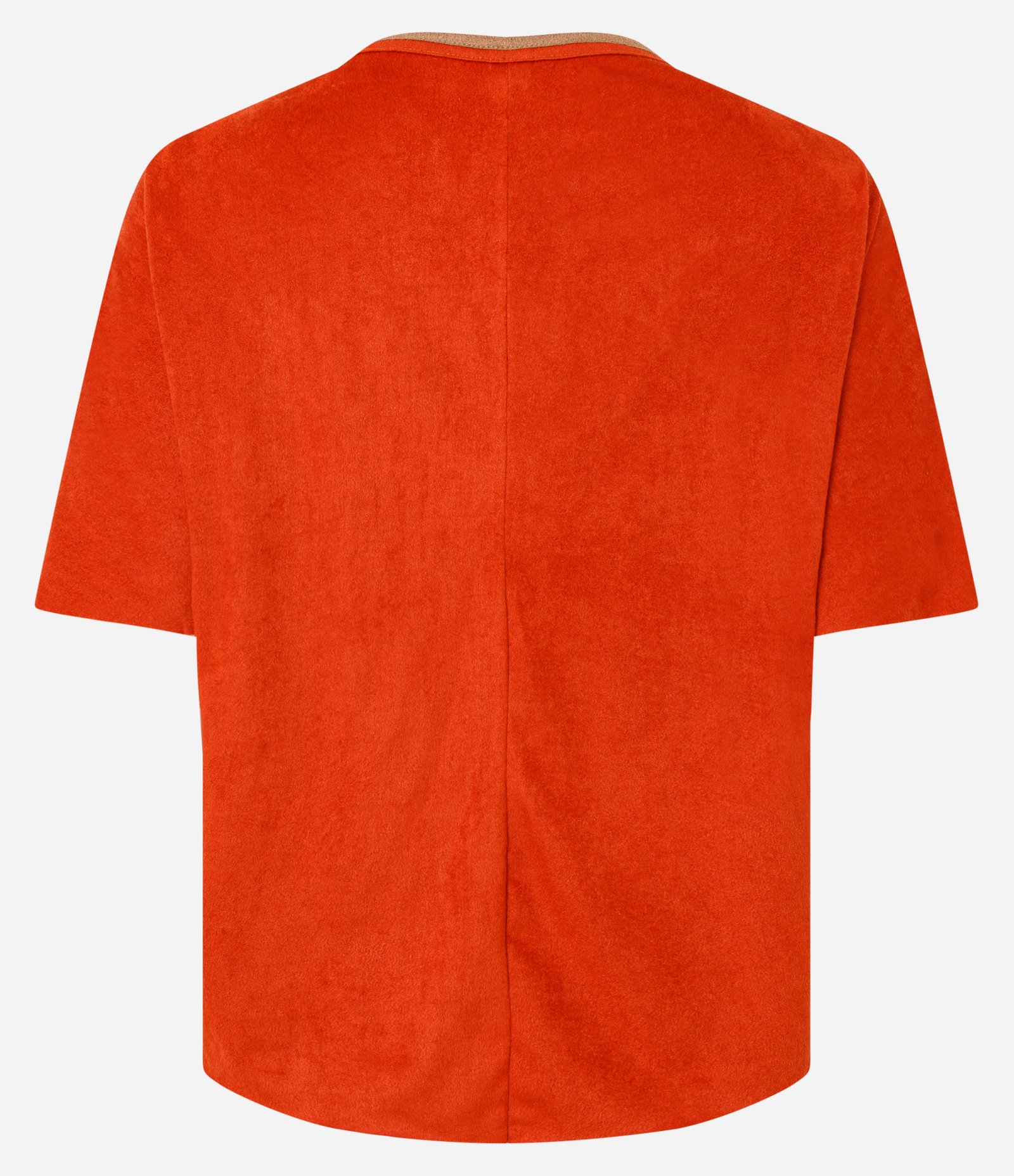 Blusa em Suede com Gola Contrastante Laranja 7