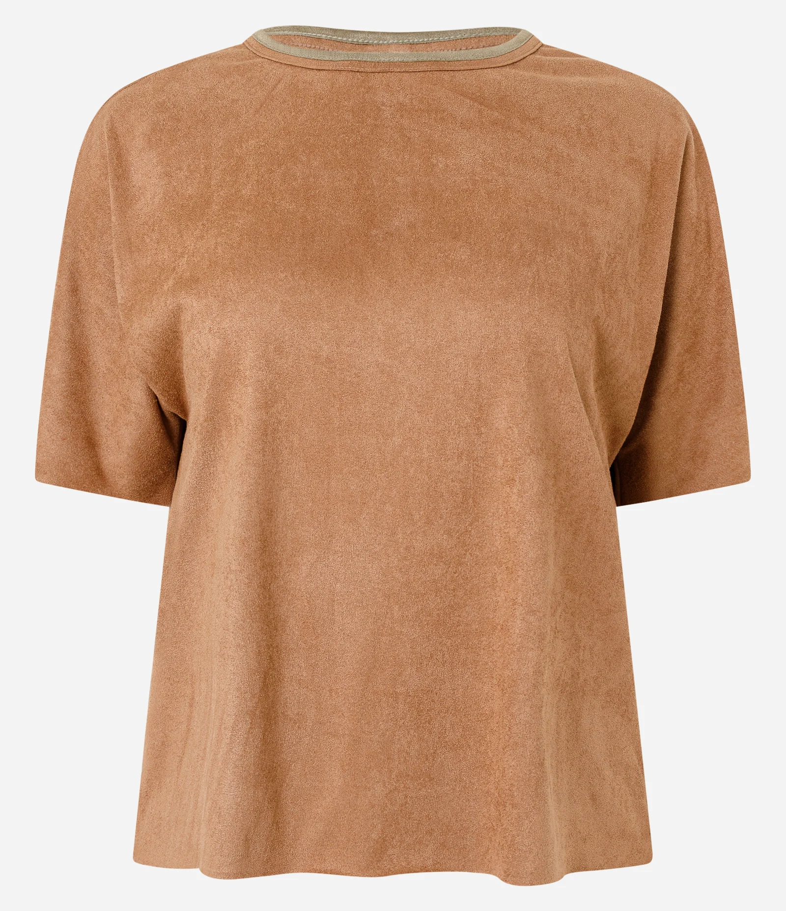 Blusa em Suede com Gola Contrastante Marrom 5