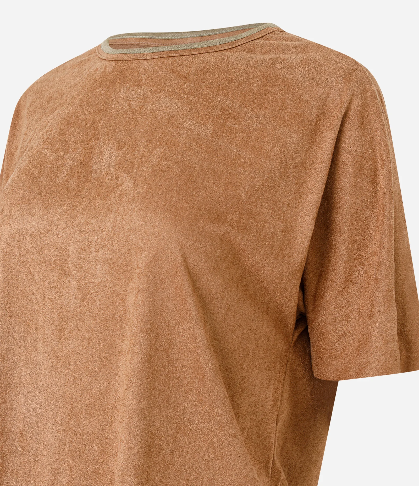 Blusa em Suede com Gola Contrastante Marrom 6