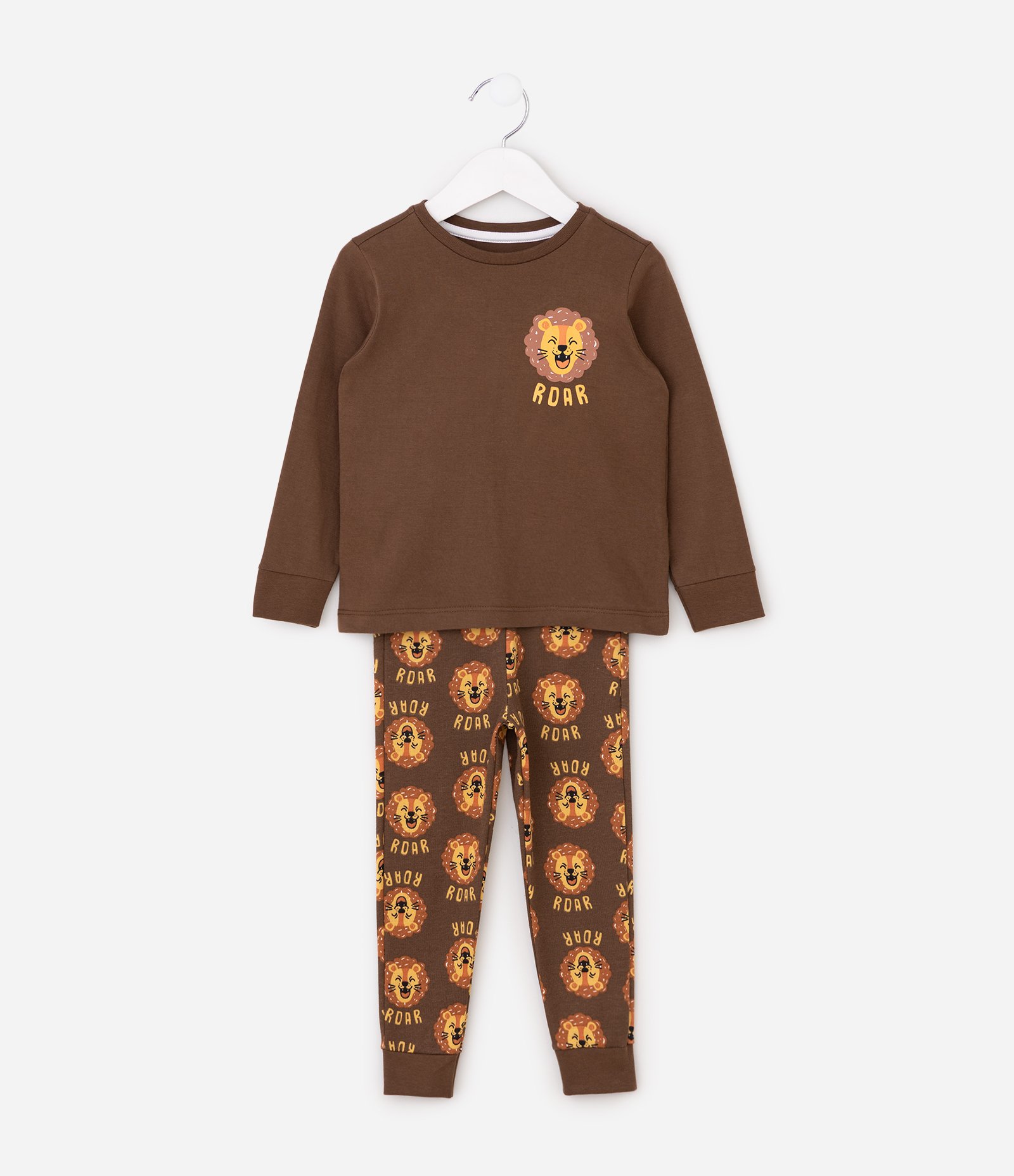 Pijama Infantil com Estampa Fullprint Leão – Tam 1 a 6 Anos Marrom 1