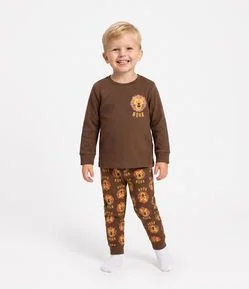 Pijama Infantil com Estampa Fullprint Leão – Tam 1 a 6 Anos