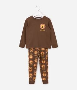 Pijama Infantil com Estampa Fullprint Leão – Tam 1 a 6 Anos