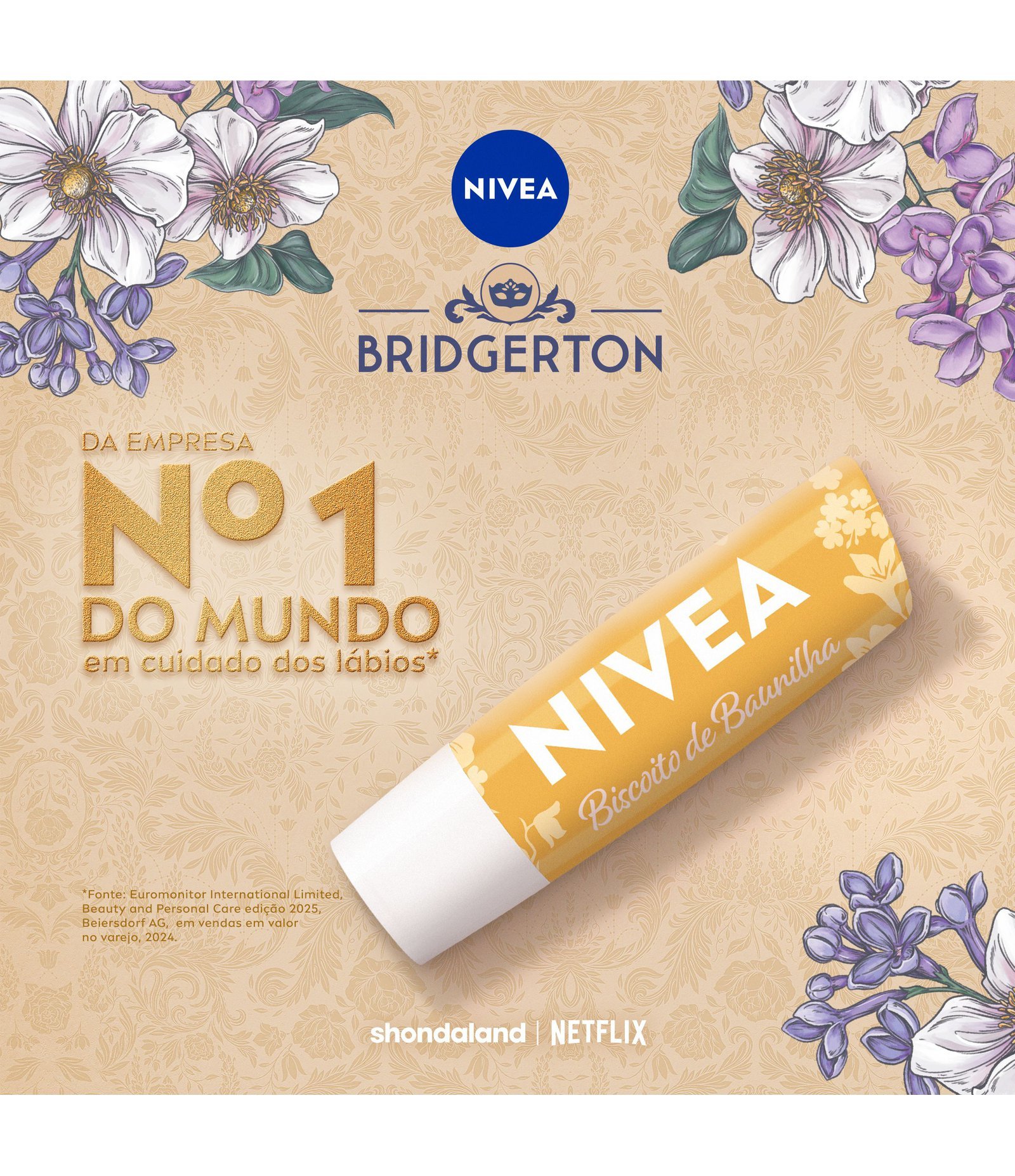 Hidratante Labial Biscoito de Baunilha Ed Limitada Bridgerton Nivea Amarelo 6
