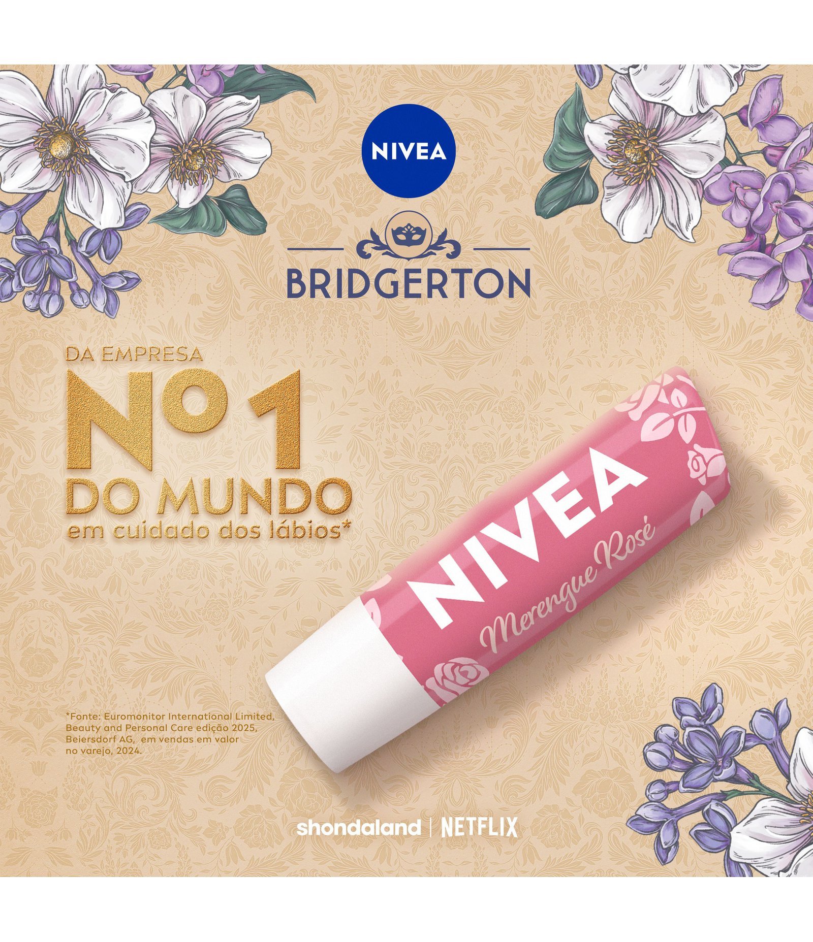 Hidratante Labial Merengue Rose Ed Limitada Bridgerton Nivea Rosa Claro 6