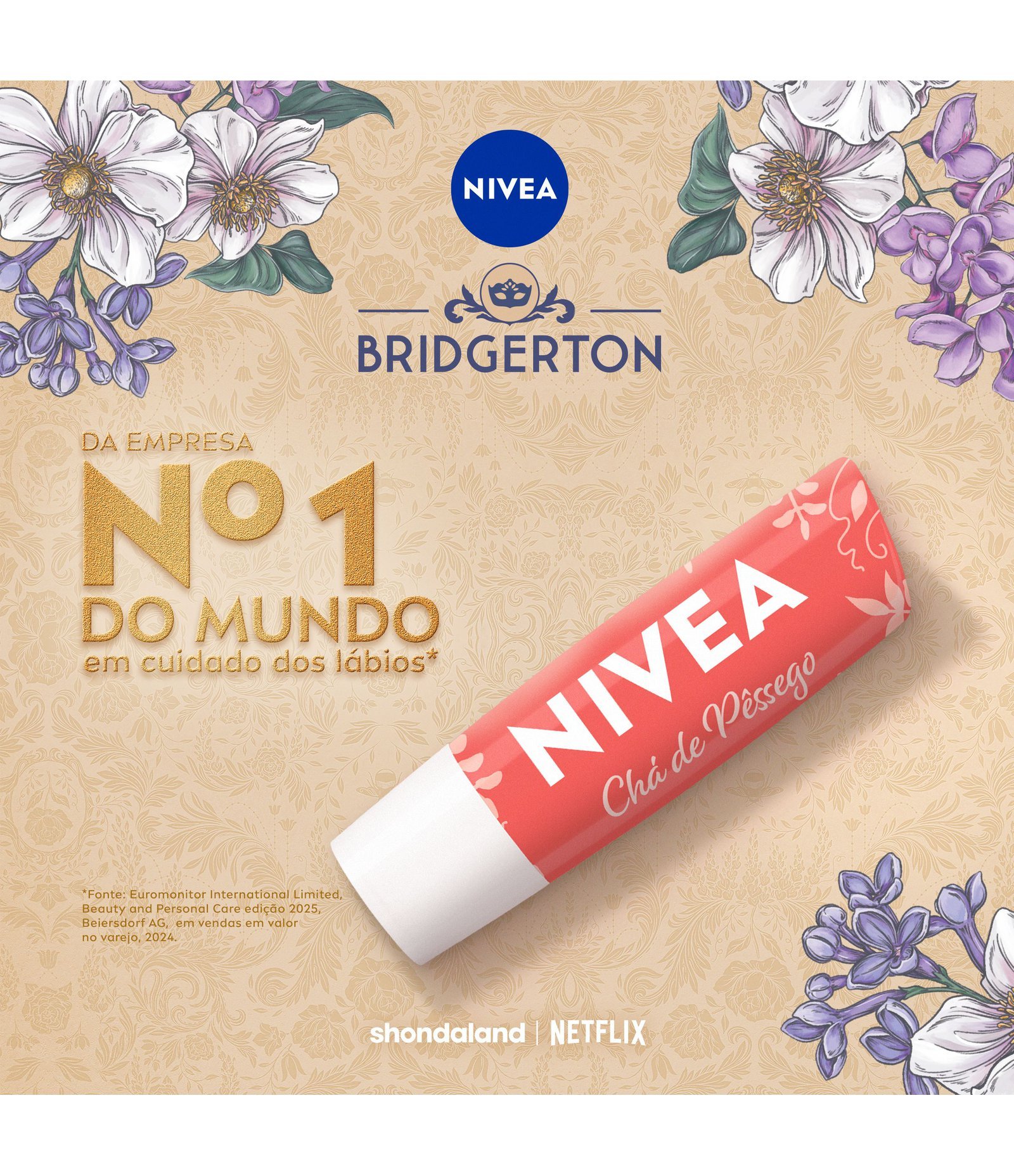 Hidratante Labial Chá de Pessego Ed Limitada Bridgerton Nivea Salmão 6