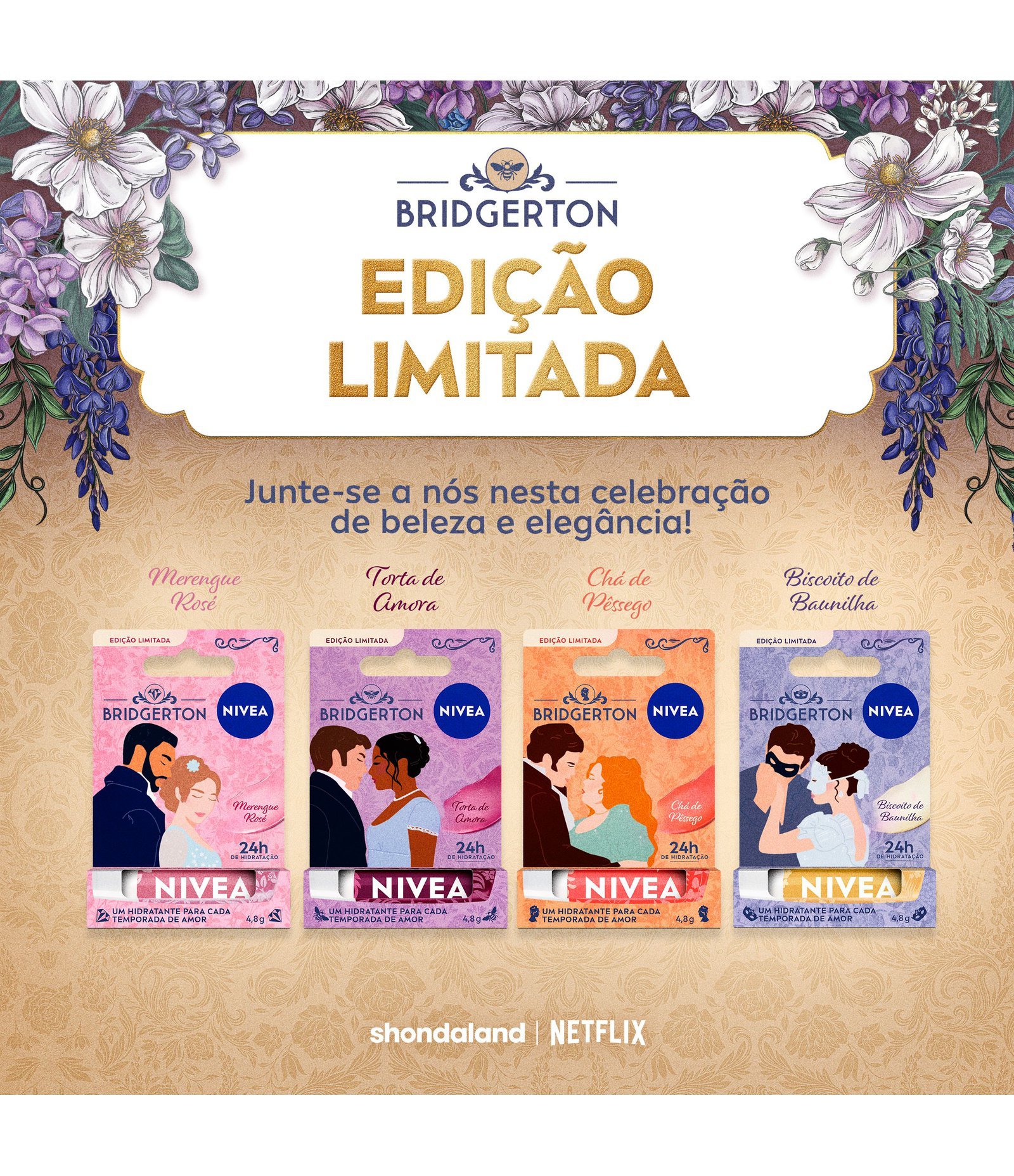 Hidratante Labial Chá de Pessego Ed Limitada Bridgerton Nivea Salmão 7