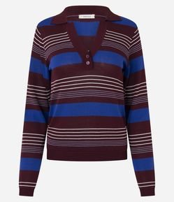 Blusa em Tricô com Estampa Listrada