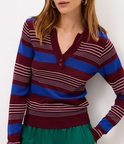 Blusa em Tricô com Estampa Listrada