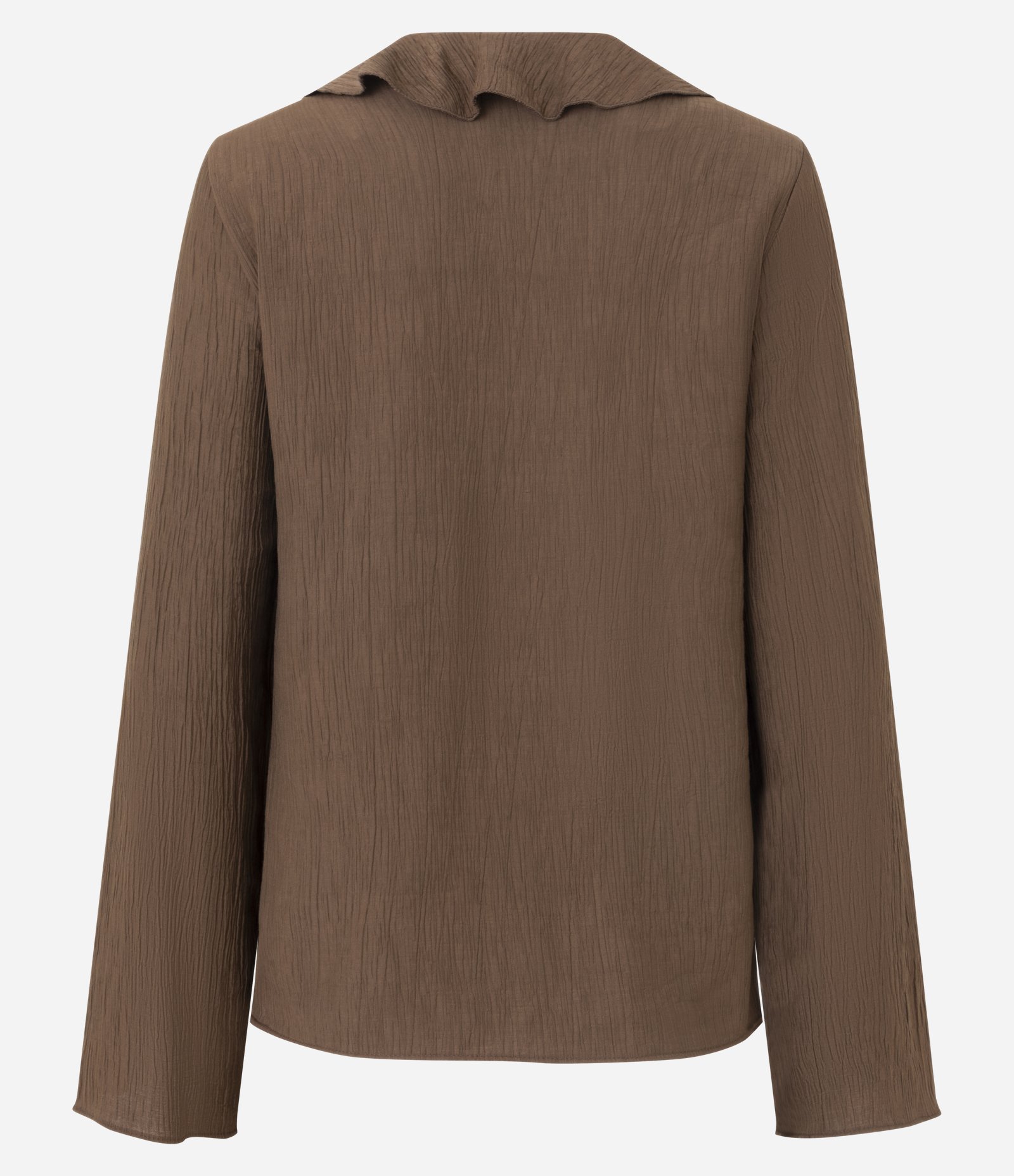 Blusa em Viscose com Babados no Decote Marrom 3