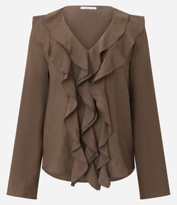 Blusa em Viscose com Babados no Decote