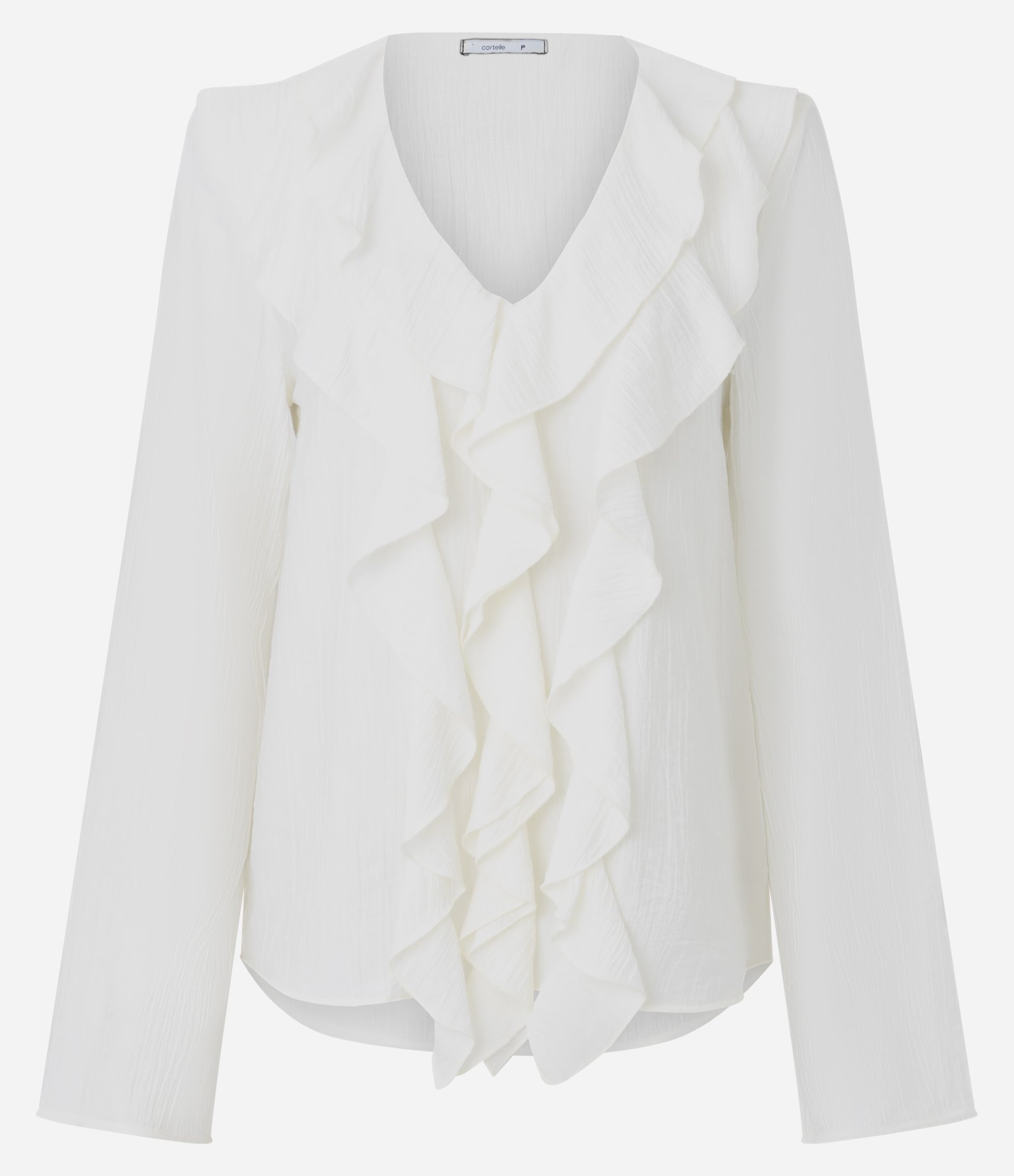 Blusa em Viscose com Babados no Decote Branco 1