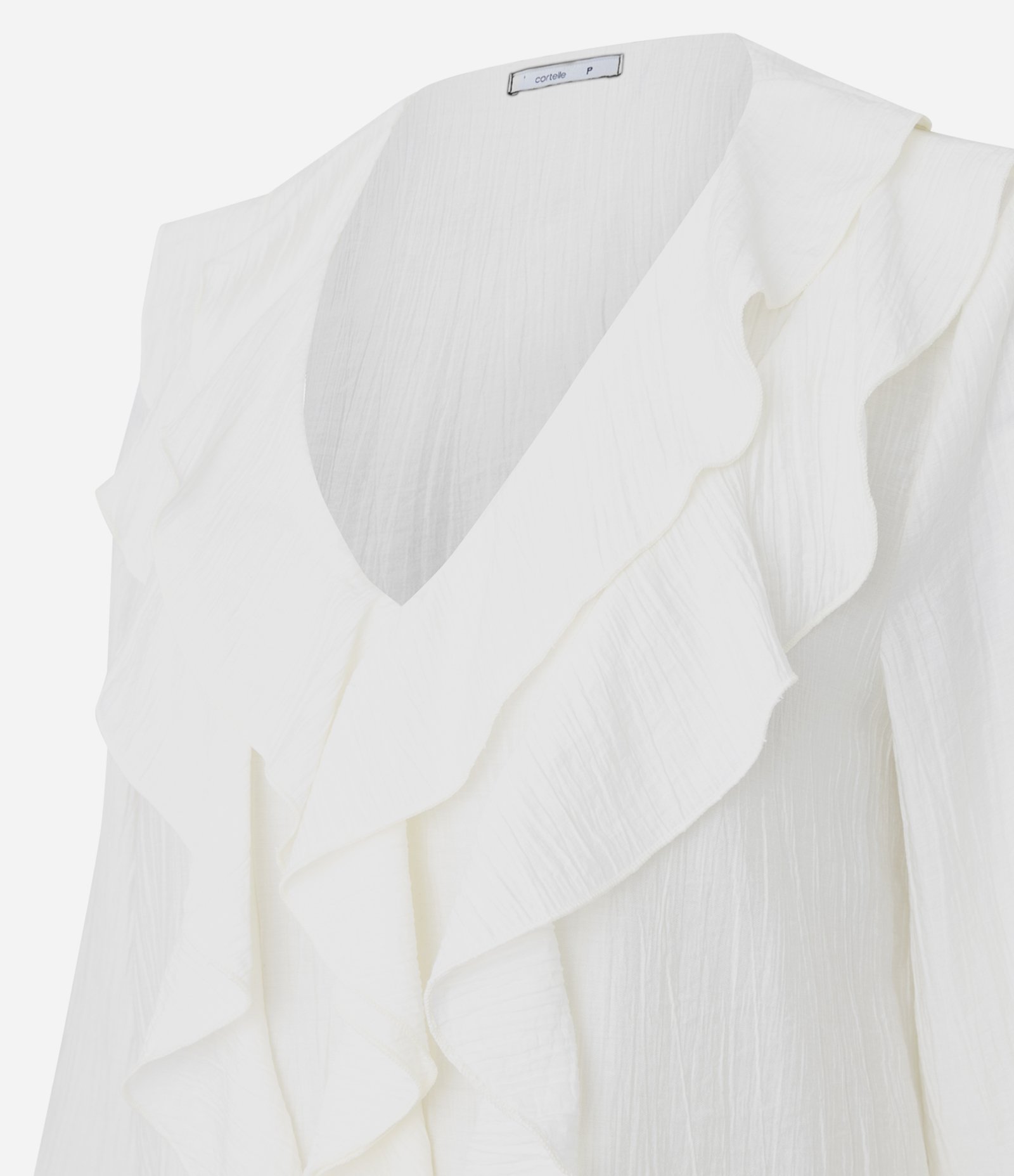 Blusa em Viscose com Babados no Decote Branco 2