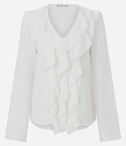 Blusa em Viscose com Babados no Decote