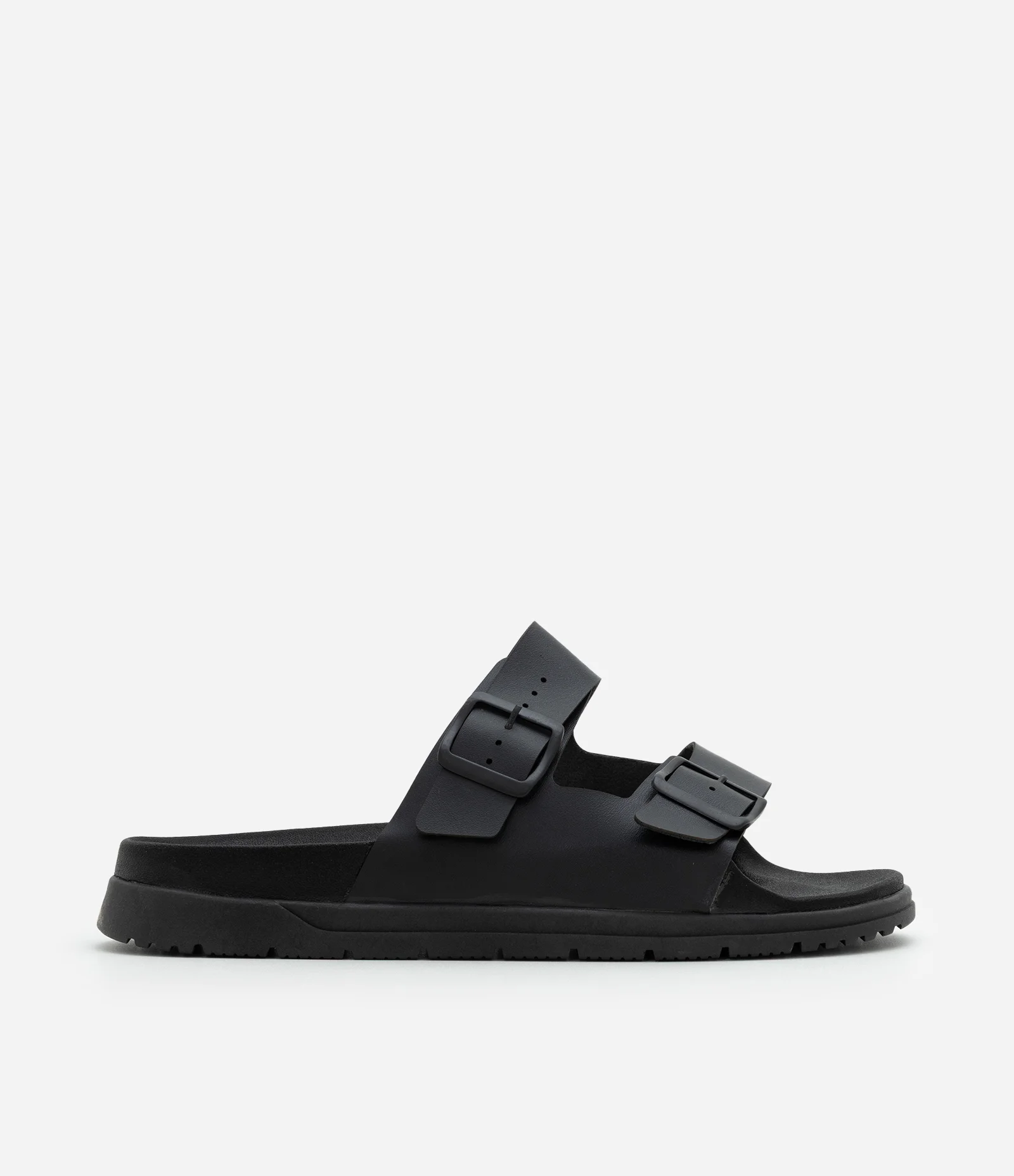 Sandália Sintética com Tiras em Napa e Fivelas de Metal Preto 1